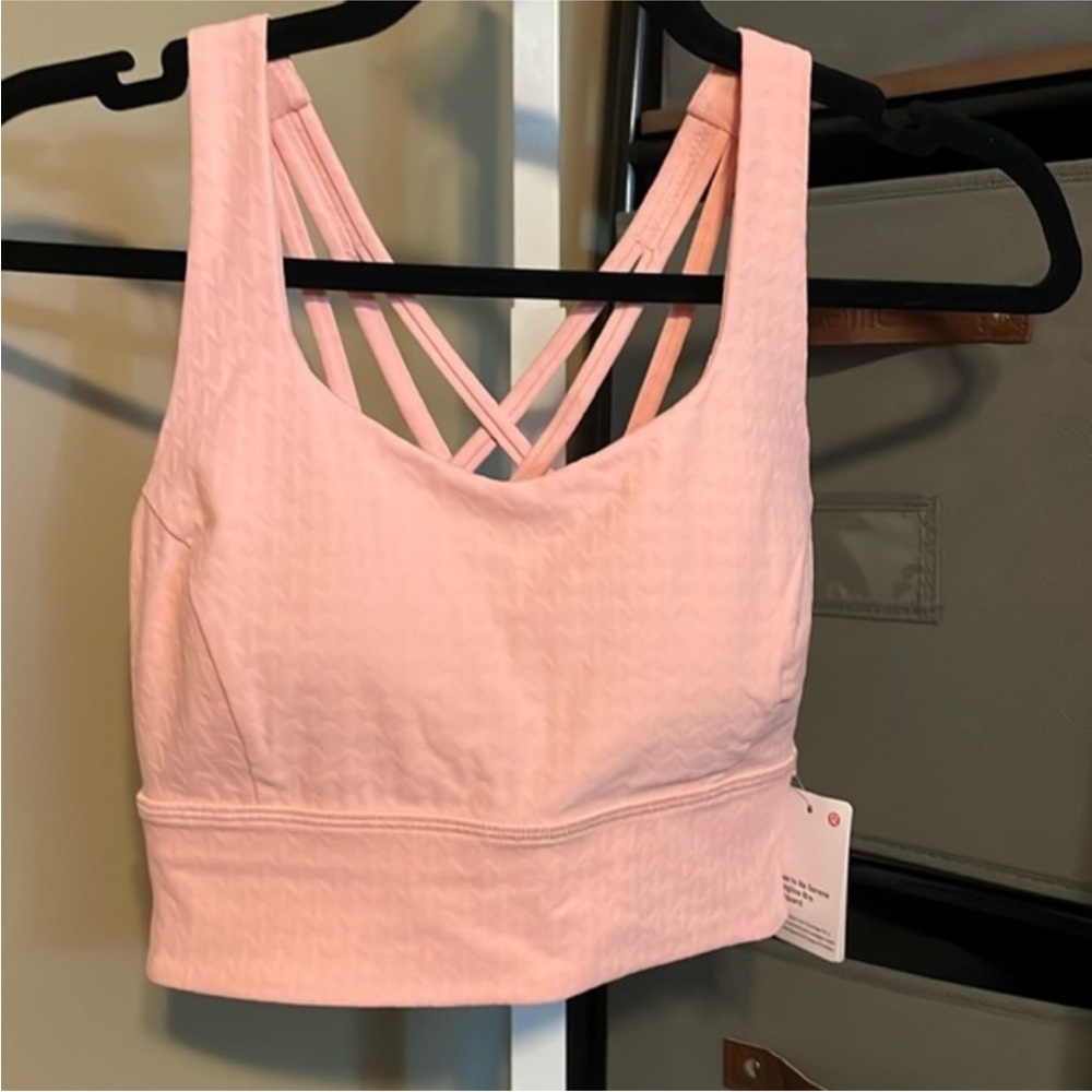 NWT Lululemon Free to Be Serene Longline Bra size 6 C/D Dew Pink Jacquard